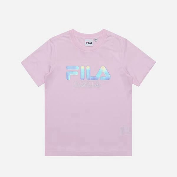 Camisetas Fila Menina Rosa - Fila Prism Logo S/S Loja Online Portugal,KDHU-32694